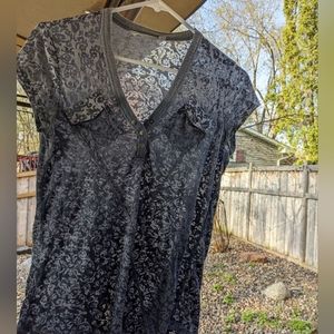 Athleta Grey Umbre Burnout Tee with Cap sleeves